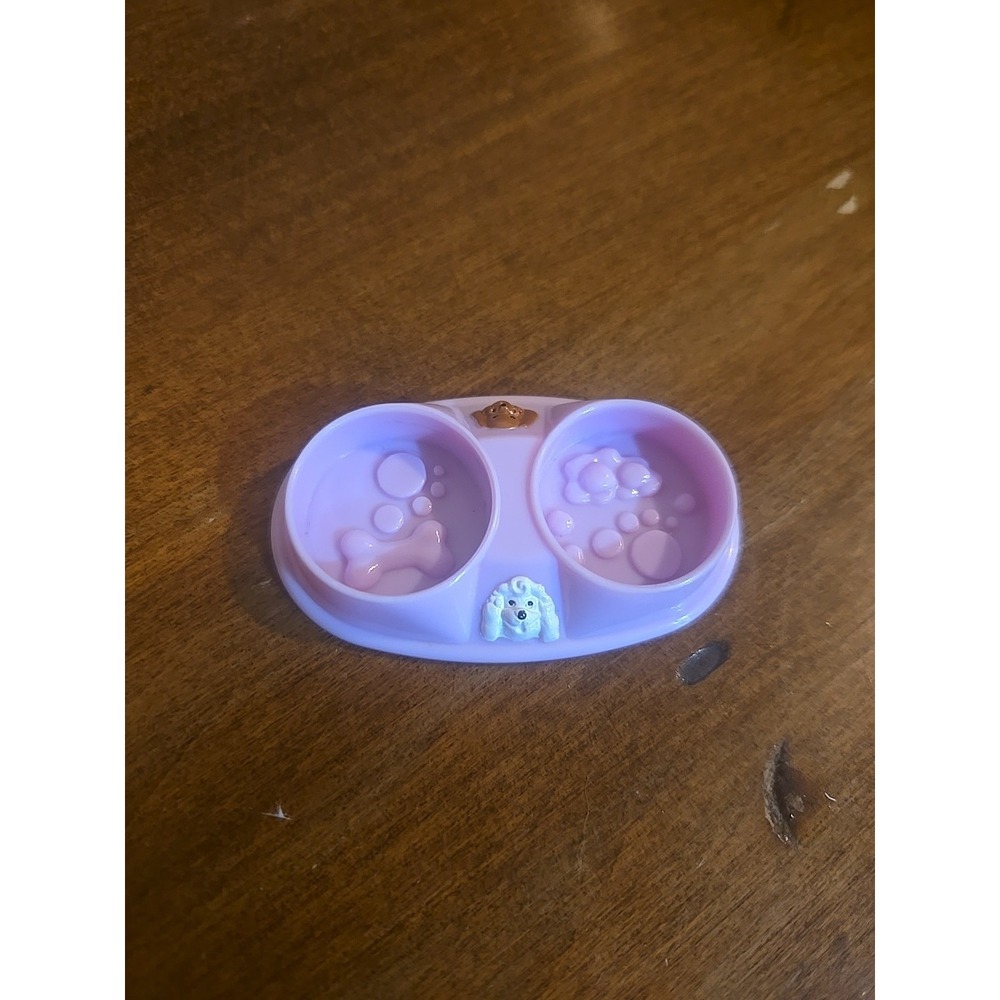 Fisher Price Little People Purple Dog Pet Food Water Bone Dish Dollhouse